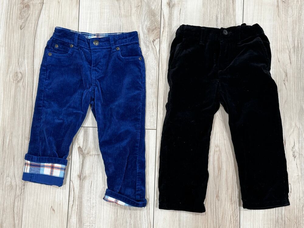 Boys Gymboree Toddler 2T Pants Blue Corduroy & Black Velvet Holiday